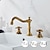 ieftine Multi Găuri-robinet pentru chiuveta de baie, larg răspândit cu două mânere, trei găuri, robinetul pentru chiuveta de baie din alamă cromat conține linii de alimentare și dopul de scurgere și comutator cald/rece