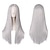 baratos Peruca para Fantasia-Charmoso meninas longo prata branco peruca reta parte do meio cabelo anime cosplay perucas de festa para mulher