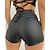 cheap Women&#039;s Pants-Women&#039;s Fashion Shorts Short Pants Casual Weekend Micro-elastic Plain PU Comfort Mid Waist Black M L XL