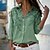 cheap Blouses &amp; Shirts-Women&#039;s Blouse Shirt Green Blue White Button Print Leaf Holiday Weekend Long Sleeve Shirt Collar Streetwear Casual Regular Floral S