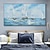 お買い得  風景画-手作りの手描きの油絵壁アート抽象的な青い海のボートの絵画家の装飾の装飾ロールキャンバスフレームなし