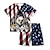 tanie zestawy 3d dla chłopca-Amerykański Dzień Niepodległości Dla chłopców 3D Zwierzę Flaga Koszulka i spodenki Komplet odzieży Krótki rękaw Lato Wiosna Sport Moda Nowoczesne Poliester Dzieci 3-13 lat Na zewnątrz Ulica Sport