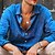abordables camisas casuales de los hombres-Hombre Camisa Manga Larga Color sólido Cuello Vuelto Azul Piscina Exterior Calle Abotonar Ropa Moda Casual Transpirable Cómodo