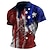 cheap 3D Polo-Men&#039;s Golf Shirt National Flag Turndown Street Casual 3D Button-Down Short Sleeve Tops Casual Fashion Comfortable White+Red
