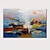 abordables Pinturas abstractas-pintura al óleo pintada a mano cuchillo pintura paisaje azul decoración del hogar pared sin marco arte pintura