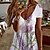 hesapli Kadın Elbiseleri-Kadın&#039;s Günlük Elbise Vardiyalı Elbise Kısa elbise Yonca Beyaz Kısa Kollu Çiçekli Desen Bahar Yaz V Yaka Zarif Günlük Tatil 2022 S M L XL XXL 3XL