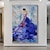 tanie Obrazy z ludźmi-Handmade obraz olejny na płótnie ściana artystyczna dekoracja abstrakcyjna malowanie nożem body art niebieski do wystroju domu walcowane bezramowe nierozciągnięte malarstwo;