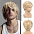 cheap Synthetic Wig-Short Men Blonde Wigs Layered Fluffy Natural Curly Wig Synthetic Heat Resistant Halloween Cosplay Wig for Male Guys