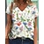 preiswerte T-Shirts und Tank Tops-Damen T Shirt Grün Blumen Bedruckt Kurzarm Casual Festtage Basic V Ausschnitt Standard Blume Farbe S / 3D-Druck
