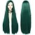 billige Anime parykker-100 cm lang mørkegrøn paryk med pandehår lige cosplay paryk til kvinder pige mænd drenge syntetisk hår paryk fest kostume til anime halloween paryk st.patrick&#039;s day parykker