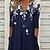 cheap Midi Dresses-Women&#039;s Midi Dress Casual Dress A Line Dress Navy Blue Short Sleeve Pocket Print Floral V Neck Fall Spring Casual Vacation 2022 S M L XL XXL 3XL