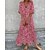 cheap Maxi Dresses-Women&#039;s Casual Dress Long Dress Maxi Dress Pink Floral Short Sleeve Spring Summer Ruched Vacation V Neck 2023 S M L XL 2XL 3XL