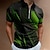 levne 3D polo na zip-Pánské Polo trička Golfová košile Stuha Přehnutý Zelená / černá 3D tisk ulice Denní Krátký rukáv Zip 3D Oblečení Módní Na běžné nošení Pohodlné