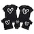 cheap Tops-Family T shirt Family Sets Cotton Heart Letter Street Print Black White Dark Grey Short Sleeve Mommy And Me Outfits Active Matching Outfits