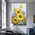 tanie Obrazy z kwiatami/roślinami-Mintura handmade słoneczniki obrazy olejne na płótnie wall art decoration nowoczesny abstrakcyjny obraz do wystroju domu walcowane bezramowe nierozciągnięte malarstwo