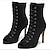 baratos Botas de dança-Botas de dança femininas sapatos de tango profissional dança de salão samba botas de salto agulha botas sexy botas de moda botas de salto alto fino peep toe zíper preto para adultos