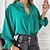 cheap Blouses &amp; Shirts-Women&#039;s Blouse Shirt Green Black Plain Work Long Sleeve Standing Collar Streetwear Casual Regular S