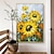 tanie Obrazy z kwiatami/roślinami-Mintura handmade słoneczniki obrazy olejne na płótnie wall art decoration nowoczesny abstrakcyjny obraz do wystroju domu walcowane bezramowe nierozciągnięte malarstwo