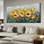 billiga Blom- och växtmålningar-handgjord oljemålning canvas väggdekoration abstrakt växt blommig målning blommande solros för heminredning rullad ramlös osträckt målning
