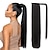 cheap Ponytails-Clip in Ponytail Extension Wrap Around Straight Hair 22 inch Synthetic Hairpiece-Natural Black 1B color