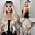 cheap Synthetic Trendy Wigs-HAIRCUBE Wigs Trendy Ombre Gray White Blonde Wavy Wigs Long Natural Wave Wigs With Bangs For White Women barbiecore Wigs
