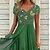 cheap Casual Dresses-Women&#039;s Casual Dress Chiffon Dress Midi Dress Green Print Short Sleeve Spring Summer Print Stylish V Neck 2023 S M L XL XXL 3XL