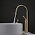 cheap Classical-Bathroom Sink Mixer Faucet Brushed Gold Tall Deck Mounted, High Arc Vessel Tap Single Handle One Hole Standard Spout Wahsroom Basin Taps with Cold and Hot Water Hose
