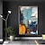 billiga Abstrakta målningar-handgjord handmålad oljemålning väggkonst abstrakt blå orange figurmålning heminredning dekor rullad duk utan ram osträckt