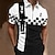 お買い得  3Dジッパーポロ-男性用 ポロシャツ ゴルフシャツ チェック 折襟 ブラック / ホワイト グリーン ブルー パープル イエロー ストリート カジュアル 半袖 ジッパー 3D 衣類 ファッション カジュアル 快適 ビーチスタイル