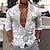 お買い得  メンズグラフィックシャツ-男性用 シャツ グラフィックシャツ フラワー カラー ブラック ブルー ブラウン 3Dプリント アウトドア カジュアル 長袖 3Dプリント ボタンダウン 衣類 ファッション デザイナー カジュアル 快適