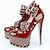 cheap Women&#039;s Heels-Women&#039;s Heels Pumps Ladies Shoes Valentines Gifts Dress Shoes Stilettos Party Valentine&#039;s Day Daily Color Block Rhinestone Rivet Buckle Platform High Heel Stiletto Round Toe Gothic Patent Leather
