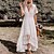 cheap Boho Dresses-Women&#039;s Swing Dress White Dress Midi Dress White Pure Color Short Sleeve Spring Summer Lace Elegant V Neck Weekend 2023 S M L XL