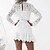 cheap Women&#039;s Dresses-Women&#039;s Lace Dress Party Dress Short Mini Dress White Long Sleeve Pure Color Lace Fall Winter Crew Neck Stylish Modern 2022 S M L XL
