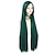 ieftine Peruci Costum-Perucă lungă de 100 cm verde închis cu breton perucă cosplay dreaptă pentru femei, fată, bărbați, perucă din păr sintetic, costum de petrecere pentru perucă anime de Halloween