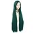 billige Anime parykker-100 cm lang mørkegrøn paryk med pandehår lige cosplay paryk til kvinder pige mænd drenge syntetisk hår paryk fest kostume til anime halloween paryk st.patrick&#039;s day parykker