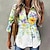 cheap Women&#039;s Tops-Women&#039;s Blouse Floral Holiday Weekend Floral Blouse Shirt Long Sleeve Button Print Shirt Collar Casual Streetwear Yellow S / 3D Print