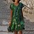 cheap Women&#039;s Dresses-Women&#039;s Casual Dress Shift Dress Knee Length Dress Green Short Sleeve Floral Print Spring Summer V Neck Casual Vacation 2022 S M L XL XXL 3XL