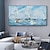 お買い得  風景画-手作りの手描きの油絵壁アート抽象的な青い海のボートの絵画家の装飾の装飾ロールキャンバスフレームなし