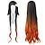 preiswerte Kostümperücke-Damen-Nezuko-Cosplay-Perücke, langes schwarzes, orangefarbenes Wellenhaar mit Farbverlauf