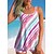 cheap Tankinis-Women&#039;s Swimwear Tankini 2 Piece Plus Size Swimsuit Backless 2 Piece Geometic Blue Rosy Pink Fuchsia Scoop Neck Bathing Suits New Stylish Vacation / Modern