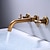 cheap Wall Mount-Wall Mount Bathroom Sink Mixer Faucet, Washroom Basin Brushed Gold Faucet Brass Basin Mixer Taps and Rough in Valve Included with Double Handle for Vessel Water Tap
