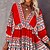 cheap Mini Dresses-Women&#039;s Red Geometric Long Sleeve Winter Fall Autumn Ruched Modern V Neck Winter Dress Fall Dress 2022 S M L XL 2XL 3XL