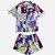 cheap Women&#039;s Plus Size Tops-Women&#039;s Plus Size Tops Set Shirt Floral Leopard Print Short Sleeve Shirt Collar Streetwear Daily Back to School Polyester Spring Summer Green White
