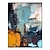 billiga Abstrakta målningar-handgjord handmålad oljemålning väggkonst abstrakt blå orange figurmålning heminredning dekor rullad duk utan ram osträckt