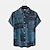 저렴한 남성용 프린트 셔츠-남성용 셔츠 그래픽 셔츠 빈티지 접히고 젖혀짐 클로버 푸른 퍼플 커피 거리 캐쥬얼 짧은 소매 버튼 다운 의류 패션 디자이너 캐쥬얼 편안함 / 비치