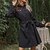abordables Vestidos de Mujer-Mujer Vestido de Camisa Vestido de una línea Mini vestido corto Negro Manga Larga Color puro Acordonado Encaje Botón Otoño Invierno Escote Chino Elegante Corte Ancho 2022 S M L XL
