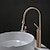 cheap Classical-Bathroom Sink Mixer Faucet Brushed Gold Tall Deck Mounted, High Arc Vessel Tap Single Handle One Hole Standard Spout Wahsroom Basin Taps with Cold and Hot Water Hose