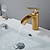 abordables Clásico-grifo del lavabo del baño - grifos de baño monomando de un solo mango con centro electrochapado en cascada