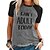 cheap Tees &amp; T Shirts-Women&#039;s T shirt Tee Funny Tee Shirt Green Blue Dark Gray Print Color Block Text Casual Weekend Short Sleeve Round Neck Basic Cotton Regular Funny Painting S