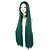 economico Parrucca per travestimenti-Parrucca lunga 100 cm verde scuro con frangia parrucca cosplay dritta per donna ragazza uomo ragazzo parrucca di capelli sintetici costume da festa per anime